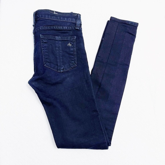 Rag & Bone Legging Skinny Jeans Zippered Midnight SZ25 - Picture 4 of 8